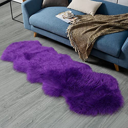 duduta Purple Faux Sheepskin Runner Rugs 2x6 ft, Fluffy Fur Couch Covers - color: Purple, size: 2' x 6' (Runner)
