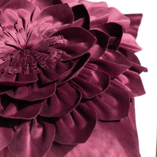 OiseauVoler Decorative 3D Flower Throw Pillow Covers 18x18 Inch Wine Red - color: Wine Red