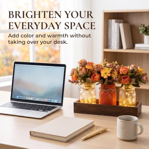 Fall Mason Jar Table Centerpieces with LED Fairy Lights, Fall Decor - color: Jar-fall