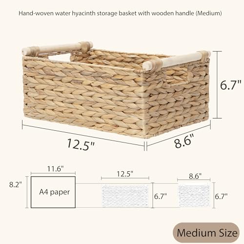 Rectangle Water hyacinth wicker storage basket Organizer(Medium) - size: Medium