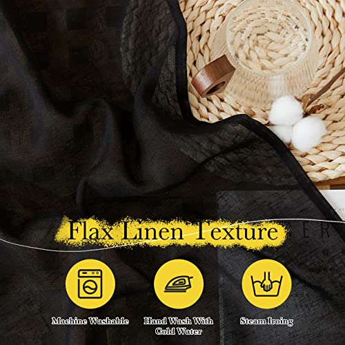 NICETOWN Black Curtains Semi Sheer Linen Texture, Rod Pocket & Back Tab Sheer Linen Blend Window Drapes Aesthetic Privacy with Light Through for Boys Bedroom/Living Room, W52 x L84, 2 Pieces - color: Black, size: 52"W x 84"L (Pack of 2)