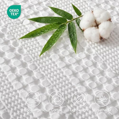a moment 2 Pack Bamboo Fiber Pillow Covers - Waffle Weave, Ultra Soft & Breathable, Euro Shams Cotton Throw Pillow for Couch, Sofa, Bedroom Living Room 26x26 Inch White - color: White, size: 26" x 26" (Pack of 2)