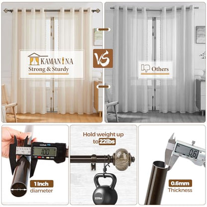 KAMANINA 1 Inch Curtain Rods for Windows 66 to 120 Inch, Bronze Drapery Rod - color: Bronze, size: 66-120"
