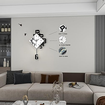 Decorative Wall Clock for Living Room Large Modern Clocks Silent - size: 12*20 inch