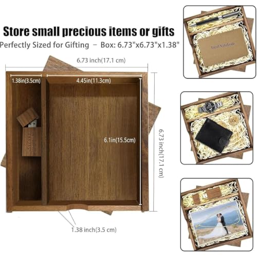 Wood USB Flash Drive 32GB USB3.0 with Gift Box for 5 Year Anniversary - color: Walnut(ANN5 Block USB+box-L), size: 32GB-3.0