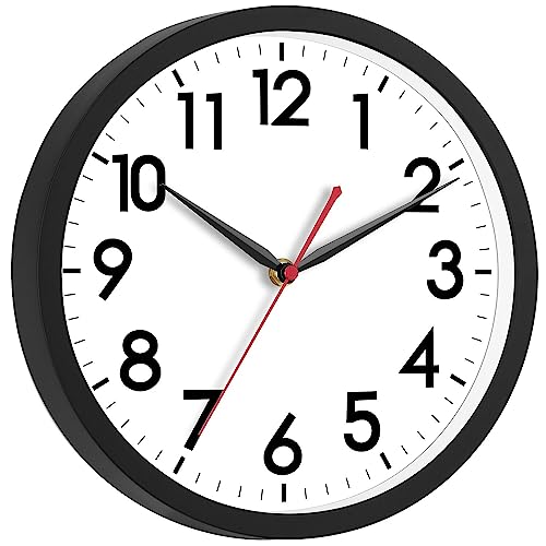 AKCISOT 12 Inch Wall Clock, Silent Battery Operated Analog Clock, Black - color: A_black, size: 12 Inch