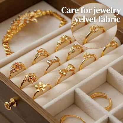 Stackable Jewellery Organizer Box-Walnut - size: 6 Drawers