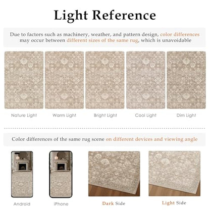 HUGEAR 8x10 Beige Neutral Area Rugs Washable Rug Carpet - color: Beige, size: 8' x 10' (Rectangular)