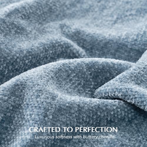 EverGrace Chenille Knit Throw Blanket for Couch, 60"x80", Cloud Blue - color: Cloud Blue, size: 60"x80"