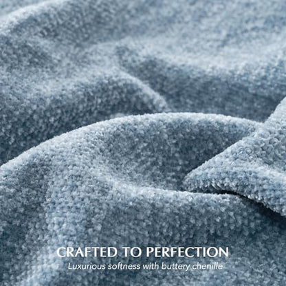 EverGrace Chenille Knit Throw Blanket for Couch, 60"x80", Cloud Blue - color: Cloud Blue, size: 60"x80"