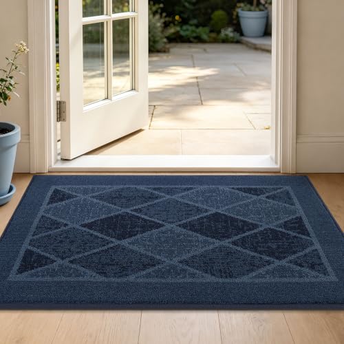 BEQHAUSE Dirt Trapper Door Mats 24" x 36", Non-Slip Washable, Navy Blue - color: Navy Blue/Multi Tone, size: 24" X 36" (Rectangular)