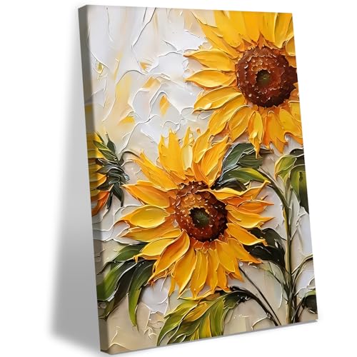 RUMSICH Abstract Sunflower Oil Painting Wall Art12×16 Inch Canvas Frame - color: sunflower, size: 16"L x 12"W