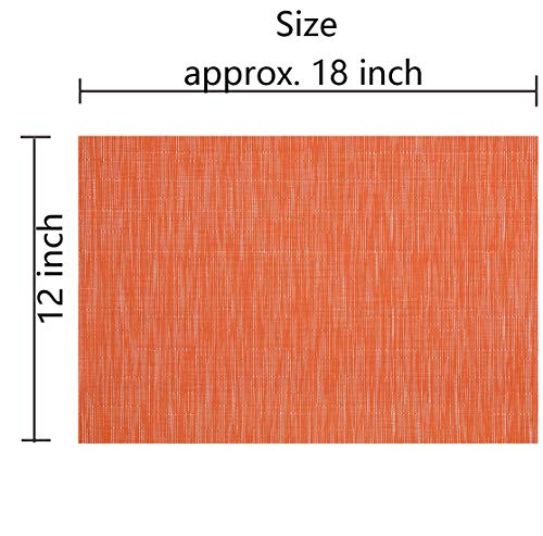 SHACOS Orange Fall Placemats Set of 6 Woven Vinyl Autumn Place Mats - color: Orange, size: Set of 6