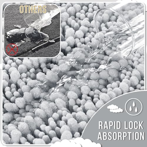 Yimobra Bathroom Rugs Sets 2 Piece, Super Absorbent Bath Mat Set, Silver - color: Silver, size: 32''x20''+24''x17''