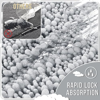 Yimobra Bathroom Rugs Sets 2 Piece, Super Absorbent Bath Mat Set, Silver - color: Silver, size: 32''x20''+24''x17''