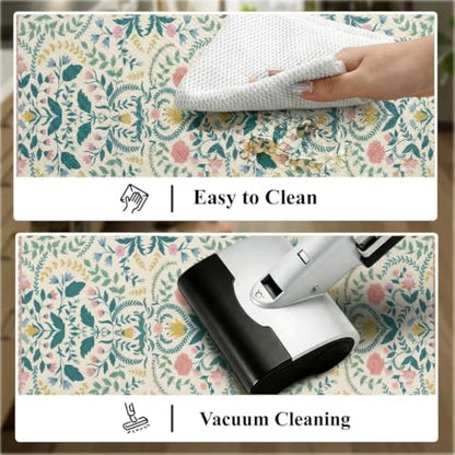 Boho Floral Kitchen Comfort Mat 36x20in Anti-Fatigue Kitchen Mats - color: Pink Boho Floral
