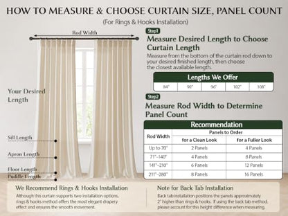 Semi Sheer Pinch Pleated Linen Curtains for Living Room 108 Inches, Cream - color: Cream, size: 40"W x 108"L (Pack of 2)