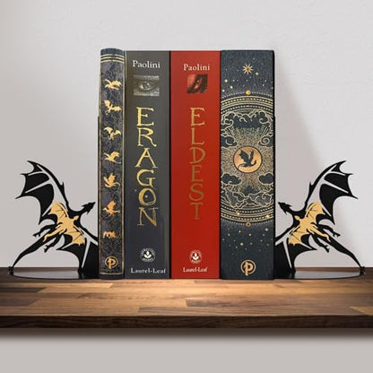 Metal Dragon Bookends Fantasy Book Stoppers Cool Book Ends Decorative - color: Gold