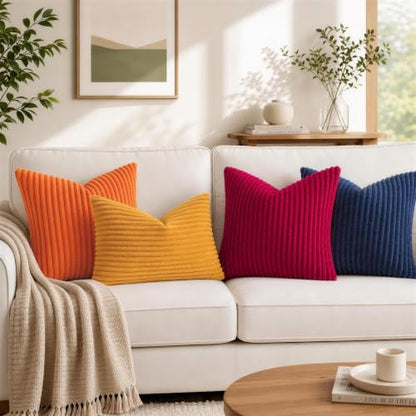 Simmore Fall Soft Burgundy Flannel Throw Pillow Covers 26X26 Set of 2 - color: Burgundy, size: 26" x 26" (Pack of 2)
