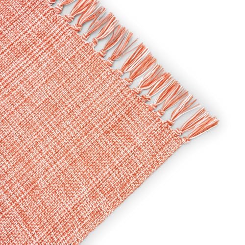 Cotton Placemats Set of 6-13x19 Inch, Woven Chambray Place Mats, Durable & Elegant for Dining Table, Wedding, Restaurant, Oeko-TEX Certified - Burnt Orange - color: Burnt Orange - Chambrey