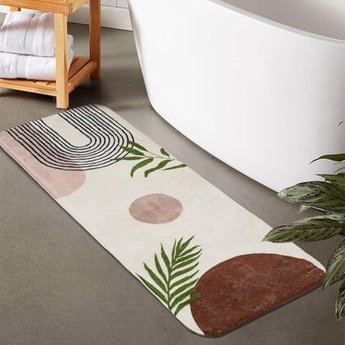 Boho Bathroom Runner Rug Non Slip, Large Long Bathroom Rugs Cute Bath Mat for Bedroom Hallway Kitchen, Soft Plush Washable Shower Rug - color: Brown, size: 1'5" X 3'11" (Rectangular)