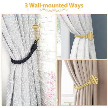 USFOOK Gold Curtain Holdbacks, Decorative Drapery Tiebacks, 2 Pack/1 Pair - color: Gold
