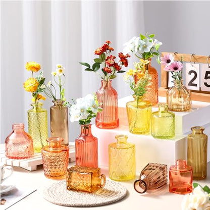 Yaomiao 30 Pcs Glass Bud Vases Centerpieces, Orange Yellow Series - color: Orange Yellow Series
