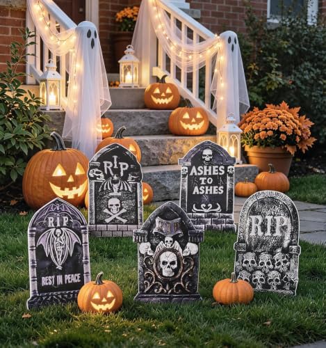 12" Halloween Tombstones Outdoor Graveyard Decorations,5-Pack - size: 12INCH