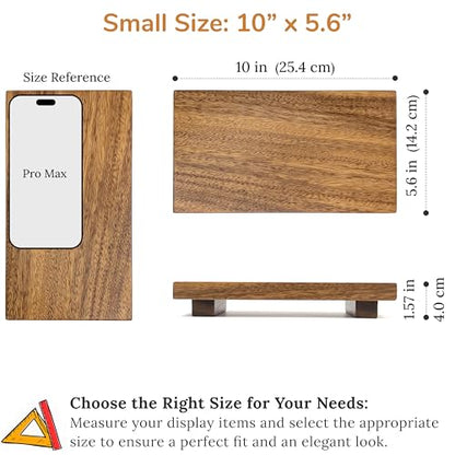 Small 10" Acacia Wood Riser Pedestal Stand for Kitchen Counter - size: Small:10“x 5.6"