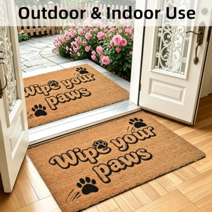 Natural Coco Coir Welcome Doormat 17x30 Wipe Your Paws Dog Door Mat - color: Wipe Your Paws