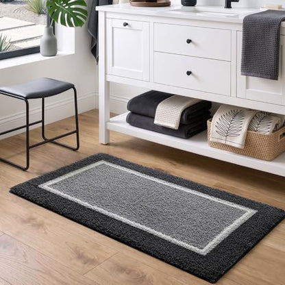 DEXI Bathroom Rugs 32x20, Soft Absorbent Bath Mat, Dark Grey - color: Dark Grey, size: 32" X 20" (Rectangular)