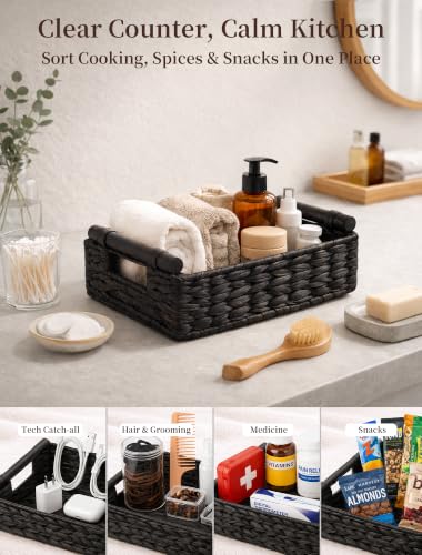 Wicker Basket, Large Basket for Gift Baskets Empty, 10.2x7.9x4in - color: Black, size: Small