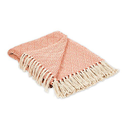 DII Diamond Throw Collection Cotton Woven, 50x60, Spice - color: Spice, size: 50x60"