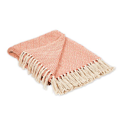 DII Diamond Throw Collection Cotton Woven, 50x60, Spice - color: Spice, size: 50x60"