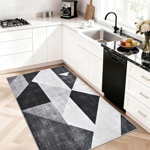 Yinhua Geometric Washable Rugs 3x5 Modern Living Room Rug Washable, Grey - color: Grey, size: 3 x 5 ft