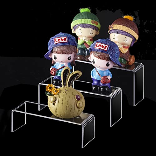 CECOLIC Acrylic Display Stand Riser Clear Small Acrylic Decorator Stand Shelf for Figures Pops, Jewelry, Cupcake, Dessert - 2 Sets - size: 5x5x6''
