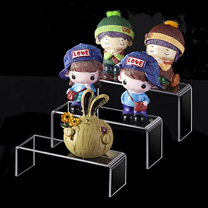 CECOLIC Acrylic Display Stand Riser Clear Small Acrylic Decorator Stand Shelf for Figures Pops, Jewelry, Cupcake, Dessert - 2 Sets - size: 5x5x6''