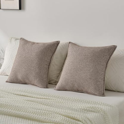 FUTEI Pack of 2 Chenille Throw Pillow Covers 24x24 Inch, Coffee - color: Coffee, size: 24" x 24" (Pack of 2)