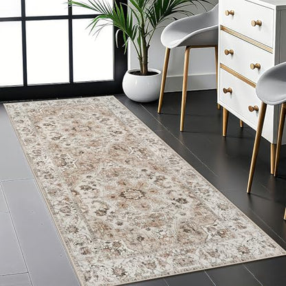 Washable Hallway Runner Rug 2x5: Non Slip Runner Rugs with Rubber Backing - color: Beige, size: 2' x 5' (Rectangular)
