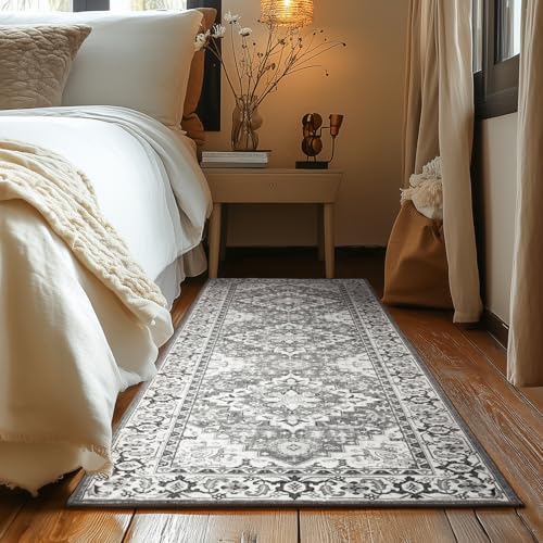 Lessymo 2 x 6 Runner Rug for Hallway, Machine Washable Entryway Rugs, Grey - color: Grey Beige, size: 2' x 6' (Runner)