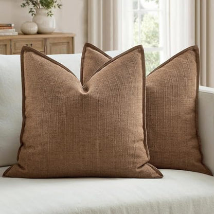 MIULEE Thick Textured Euro Sham Throw Pillow Covers 24x24 Inch Brown Sugar - color: Brown Sugar, size: 24" x 24" (Pack of 2)