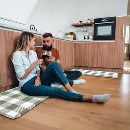 MAYHMYO Anti Fatigue Kitchen Mats for Floor, Cushioned Fresh Green Mat 2PCS - color: Flesh Green