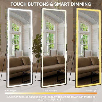 Antok 71"x28" LED Full Length Mirror, Lighted Floor Mirror, Rect - size: 71"L x 28"W, style: Rect Style