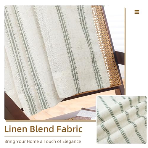 DriftAway Farmhouse Stripe Blackout Curtains, Grommet, W52xL84, Loden Green - color: G Loden Green Stripe, size: 52"W x 84"L (Pack of 2)
