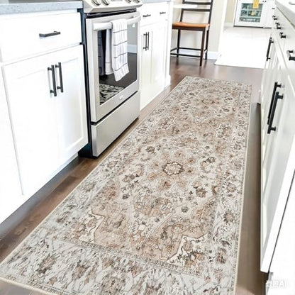 Washable Hallway Runner Rug 2x6: Non Slip Runner Rugs with Rubber Backing - color: Beige, size: 2' x 6' (Rectangular)