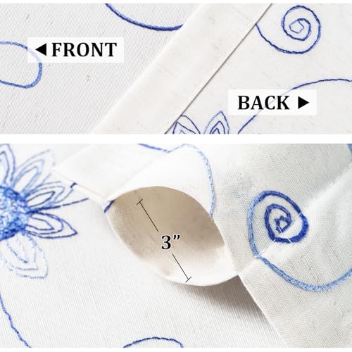 VOGOL Blue Floral Vine Kitchen Tier Curtains, 30 x 24 Inches, 2 Panels - color: Hy-blue, size: 30"W x 24"L (Pack of 2)