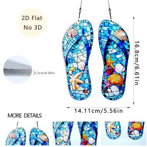 Slippers Shells Starfish Ornaments Colorful Window Hanging Decorations Home Wall Decor for Indoor Outdoor - color: Slippers Shells Starfish
