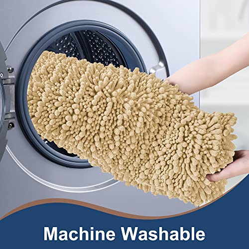 FLOLEOPA Bath Mat, Toilet Rugs U-Shaped, 24 X 20 Inches, Extra Soft Plush Bath Bathroom Rug, Super Absorbent, Non-Slip, Dry Quickly, Machine-Washable, Beige - color: Beige, size: 20x24 inches