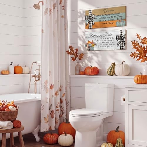 Jetec 2 Pcs Fall Decor for Bathroom Fall Decorations Autumn Rustic Decor - style: Autumn Style