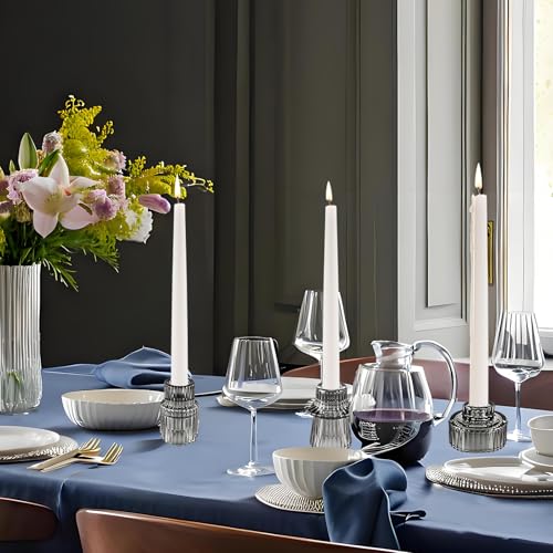 Glass Candlestick Holders, Taper Candle Holders, Set of 6, Gray - color: Gray, size: 6 PCS